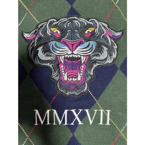 Hudson Outerwear Mens L Large Sweater Argyle Panther MMXVII - Picture 4 of 9